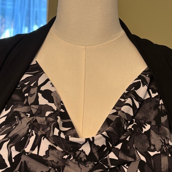 db Established 1962 Dress with Attached Jacket Black Gray & White Floral Stretch - Picture 11 of 12